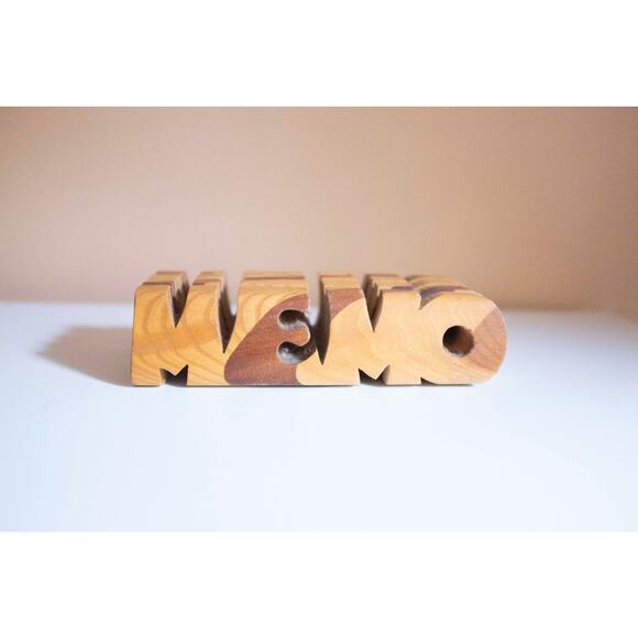 Vintage Wooden Memo Holder, Whimsical Desk Accessory - Picture 2 of 12